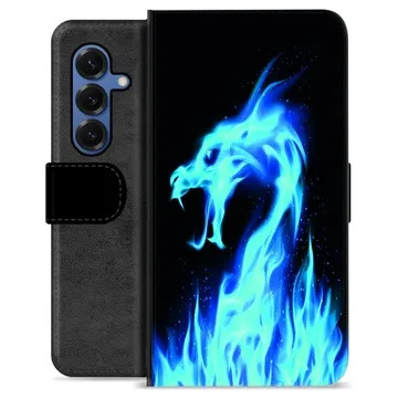 Samsung Galaxy S25 Custodia Portafoglio - Drago di Fuoco Blu