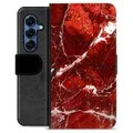 Samsung Galaxy S25 Custodia Portafoglio - Marmo Rosso