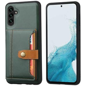 Custodia in Stile Retrò con Portafoglio per Samsung Galaxy S25 - Verde