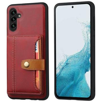 Custodia in Stile Retrò con Portafoglio per Samsung Galaxy S25 - Rossa