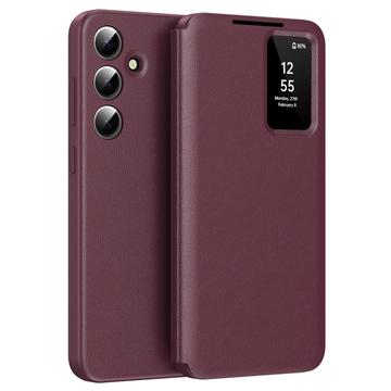 Custodia Samsung Galaxy S25 Smart Clear View con slot per schede - Rosso vino