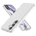 Custodia Ibrida Serie Stylish Glitter per Samsung Galaxy S25 - Valkoinen