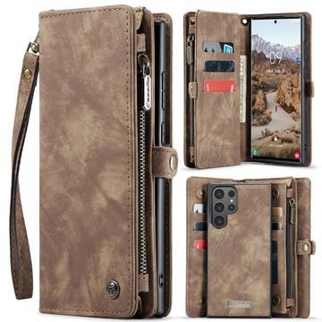 Custodia a portafoglio multifunzionale 2 in 1 Caseme 008 per Samsung Galaxy S25 Ultra - Marrone