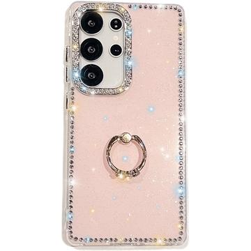 Custodia ibrida Samsung Galaxy S25 Ultra CrystalGlow con supporto per anello - Rosa