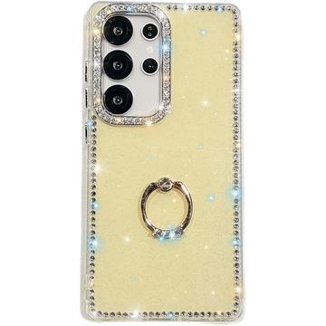 Custodia ibrida Samsung Galaxy S25 Ultra CrystalGlow con supporto per anello - Gialla