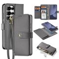 Custodia in pelle a portafoglio con copertura magnetica Dux Ducis Lawa per Samsung Galaxy S25 Ultra - Grigia