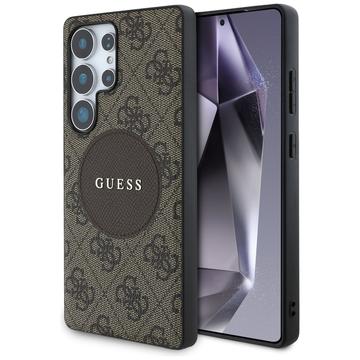 Custodia Samsung Galaxy S25 Ultra Guess 4G Round Patch Classic Logo - Compatibile con MagSafe - Marrone