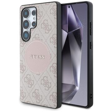 Custodia Samsung Galaxy S25 Ultra Guess 4G Round Patch Classic Logo - Compatibile con MagSafe - Rosa