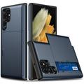 Custodia ibrida con slot per carte scorrevole per Samsung Galaxy S25 Ultra - Blu Scuro