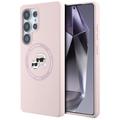Custodia MagSafe in silicone liquido per Samsung Galaxy S25 Ultra Karl Lagerfeld Double Heads - Rosa