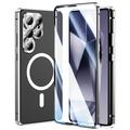 Custodia magnetica Samsung Galaxy S25 Ultra con protezione dello schermo in vetro temperato - Compatibile con MagSafe - Argenta