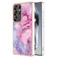 Custodia in TPU IMD Electroplated Marble Pattern per Samsung Galaxy S25 Ultra - Blu / Rosa