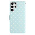 Custodia a portafoglio per Samsung Galaxy S25 Ultra con motivo a pois - Blu
