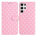 Custodia a portafoglio per Samsung Galaxy S25 Ultra con motivo a pois - Rosa