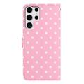 Custodia a portafoglio per Samsung Galaxy S25 Ultra con motivo a pois - Rosa