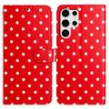 Custodia a portafoglio per Samsung Galaxy S25 Ultra con motivo a pois - Rossa