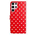 Custodia a portafoglio per Samsung Galaxy S25 Ultra con motivo a pois - Rossa