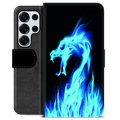 Samsung Galaxy S25 Ultra Custodia Portafoglio - Drago di Fuoco Blu