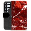 Samsung Galaxy S25 Ultra Custodia Portafoglio - Marmo Rosso