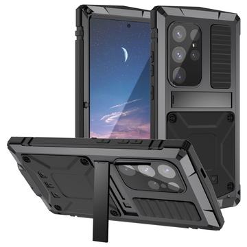 Samsung Galaxy S25 Ultra R-Just Custodia Premium con Kickstand e protezione dello schermo in vetro temperato - Nero