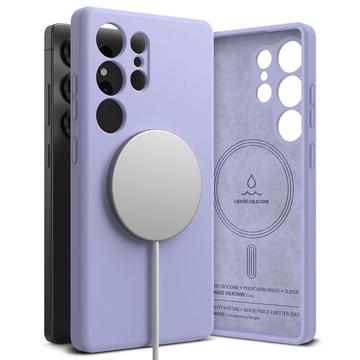 Custodia MagSafe in silicone liquido Ringke per Samsung Galaxy S25 Ultra - Lavanda