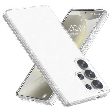 Custodia Ibrida Serie Stylish Glitter per Samsung Galaxy S25 Ultra - Valkoinen