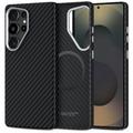 Custodia in plastica per Samsung Galaxy S25 Ultra Tech-Protect Ion Carbon - Compatibile con MagSafe - Nera / Argenta