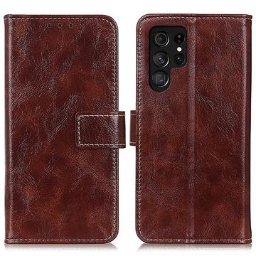 Custodia a portafoglio con chiusura magnetica per Samsung Galaxy S25 Ultra - Marrone