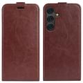 Custodia Flip Verticale con Slot per Schede per Samsung Galaxy S25 - Marrone