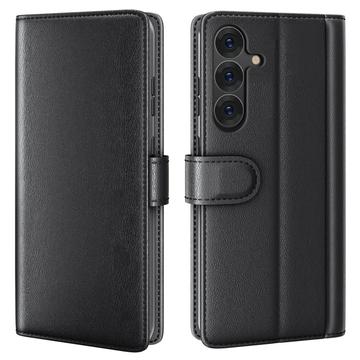 Custodia in pelle a portafoglio per Samsung Galaxy S25 con cavalletto - nera