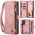 Custodia a portafoglio multifunzionale 2 in 1 Caseme 008 per Samsung Galaxy S25+ - Rosa