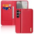 Custodia in Pelle a Portafoglio Dux Ducis Hivo per Samsung Galaxy S25+ - Rossa