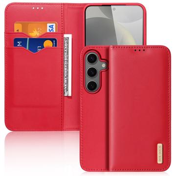 Custodia in Pelle a Portafoglio Dux Ducis Hivo per Samsung Galaxy S25+ - Rossa