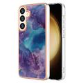 Custodia in TPU elettrolitico per Samsung Galaxy S25+ con motivo marmorizzato IMD - Viola / Blu