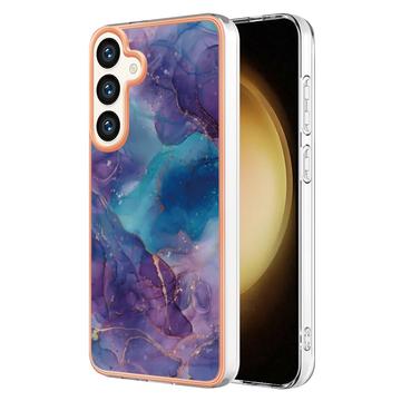 Custodia in TPU elettrolitico per Samsung Galaxy S25+ con motivo marmorizzato IMD - Viola / Blu
