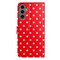 Custodia a portafoglio per Samsung Galaxy S25+ con motivo a pois - Rossa