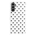 Custodia a portafoglio per Samsung Galaxy S25+ con motivo a pois - Bianca