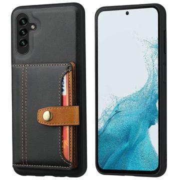Custodia in Stile Retrò con Portafoglio per Samsung Galaxy S25+ - Nera