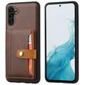 Custodia in Stile Retrò con Portafoglio per Samsung Galaxy S25+ - Marrone