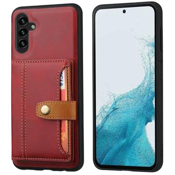 Custodia in Stile Retrò con Portafoglio per Samsung Galaxy S25+ - Rossa