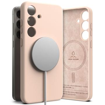 Custodia MagSafe in silicone liquido Ringke per Samsung Galaxy S25+ - Sabbia rosa