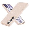 Custodia Ibrida Serie Stylish Glitter per Samsung Galaxy S25+ - Color Oro