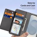 Custodia in pelle a portafoglio con copertura magnetica Dux Ducis Lawa per Samsung Galaxy S26 - Grigia