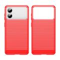 Custodia in TPU spazzolato per Samsung Galaxy S26 Edge - Fibra di Carbonio - Rossa
