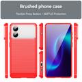 Custodia in TPU spazzolato per Samsung Galaxy S26 Edge - Fibra di Carbonio - Rossa