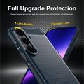 Custodia in TPU spazzolato per Samsung Galaxy S26 FE - Fibra di Carbonio - Blu