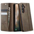 Custodia a portafoglio in pelle di vitello con blocco RFID Samsung Galaxy S26 FE Caseme 033 - Caffè