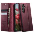 Custodia a portafoglio in pelle di vitello con blocco RFID Samsung Galaxy S26 FE Caseme 033 - Rossa