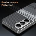 Custodia a libro Smart View per Samsung Galaxy S26 FE con motivo a scacchi e scomparto per carte - Nera