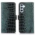 Custodia in Pelle a Portafoglio Serie Crocodile con RFID per Samsung Galaxy S26 FE - Verde